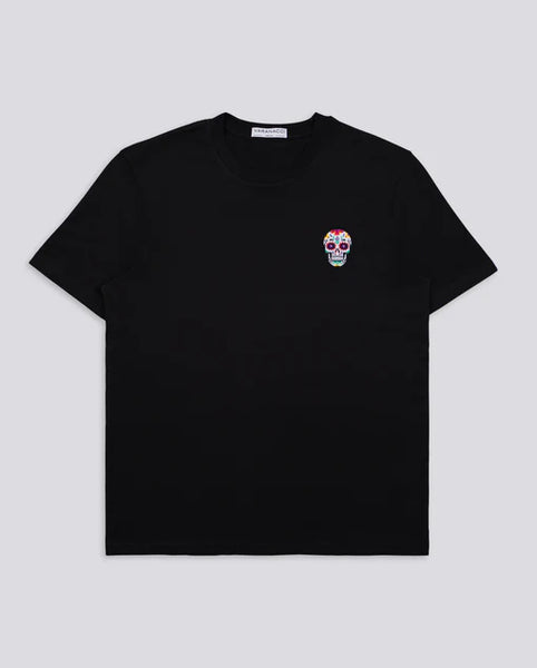 Varanacci Day Of The Dead Embroidered Organic Tee - French Navy