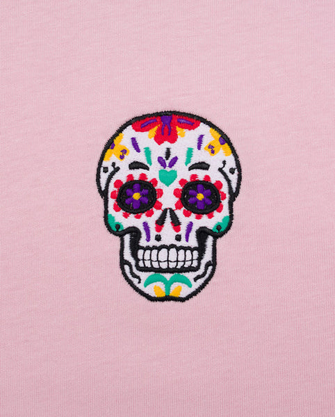 Varanacci Day Of The Dead Embroidered Organic Tee - Cotton Pink