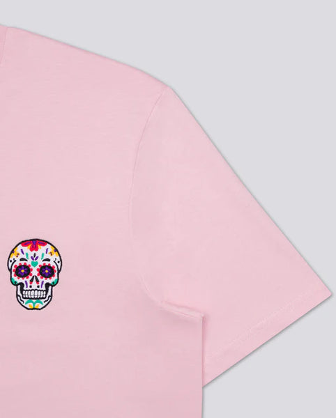 Varanacci Day Of The Dead Embroidered Organic Tee - Cotton Pink