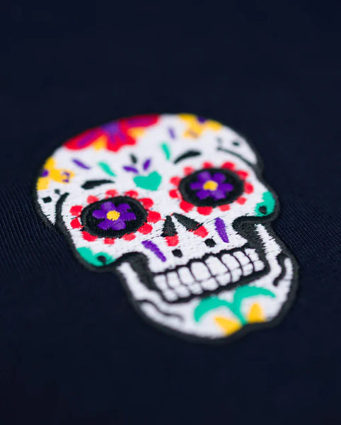 Varanacci Day Of The Dead Embroidered Organic Tee - French Navy