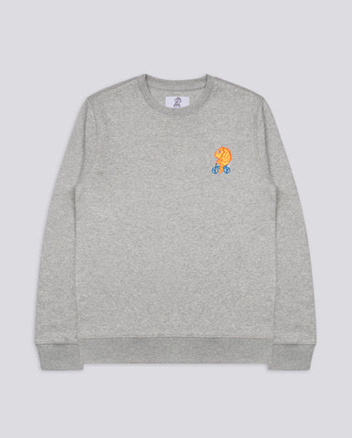 Varanacci Fish on a Bike Embroidered  Sweatshirt - Heather Grey