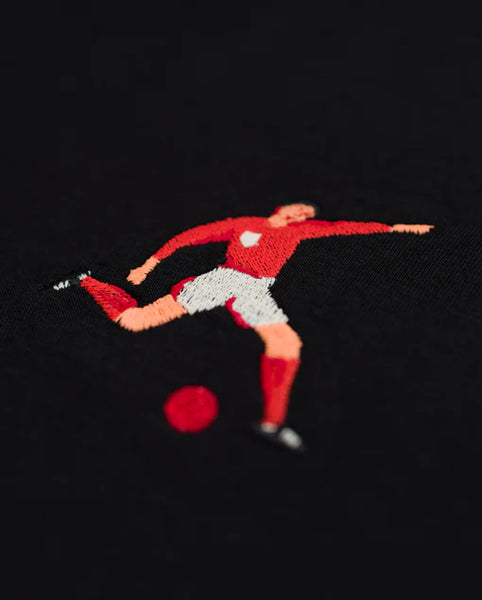 Varanacci Footballer Embroidered Organic Tee - Black