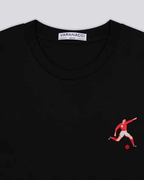 Varanacci Footballer Embroidered Organic Tee - Black