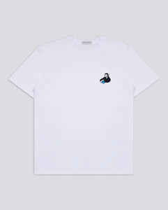 Varanacci Monkey Drinking Tea Embroidered Organic Tee - White