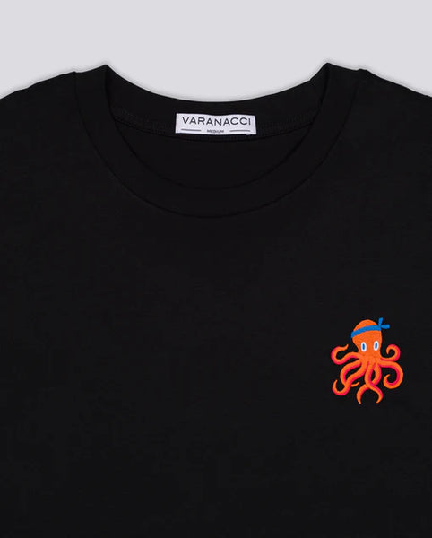 Varanacci Octopus Embroidered Organic Tee - Black