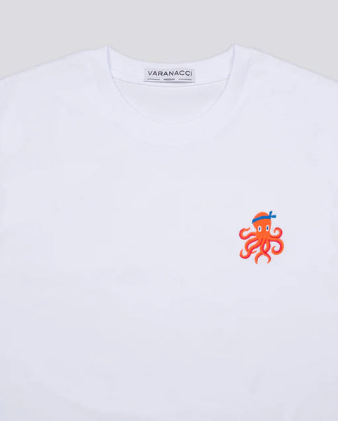 Varanacci Octopus Embroidered Organic Tee - White