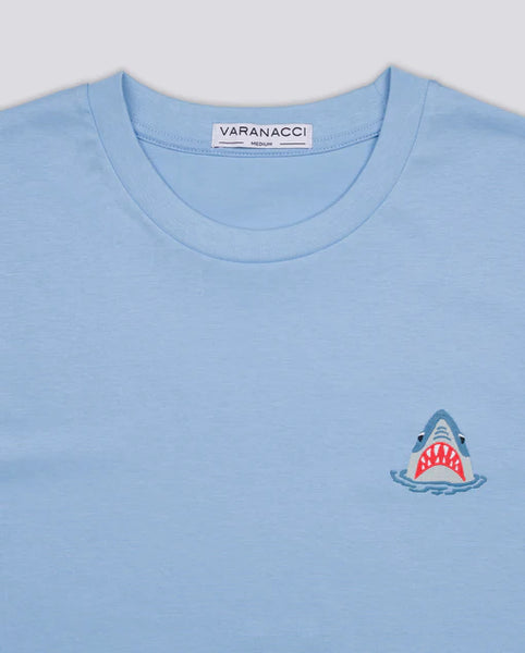 Varanacci Shark Embroidered Organic Tee - Blue Soul