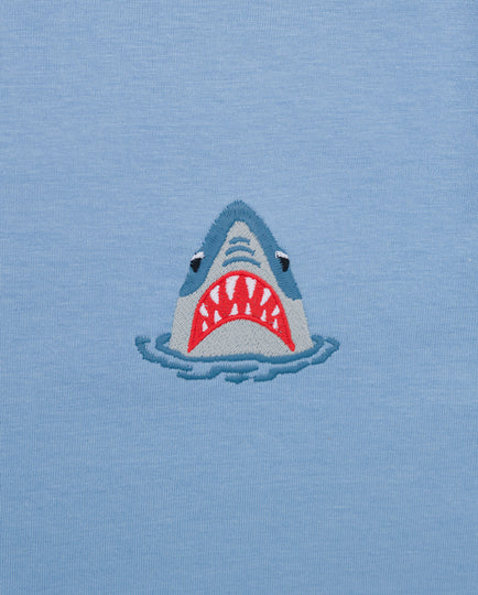 Varanacci Shark Embroidered Organic Tee - Blue Soul