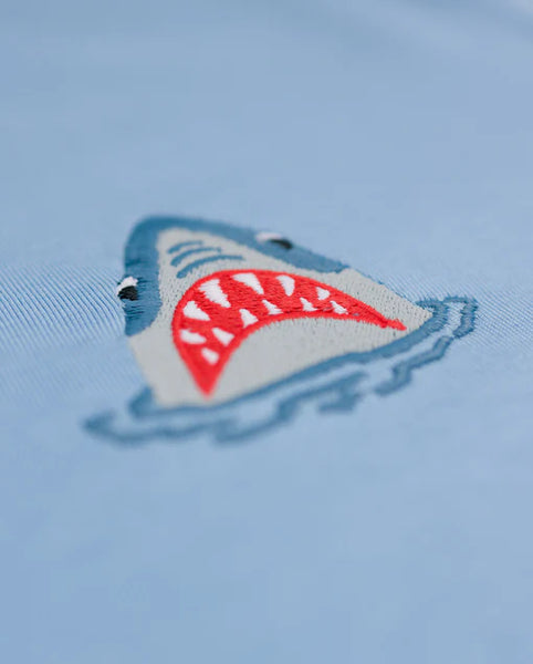 Varanacci Shark Embroidered Organic Tee - Blue Soul