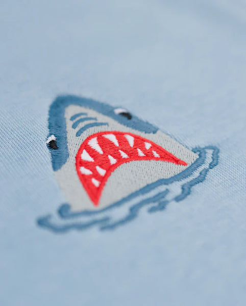 Varanacci Shark Embroidered Organic Sweatshirt - Sky Blue