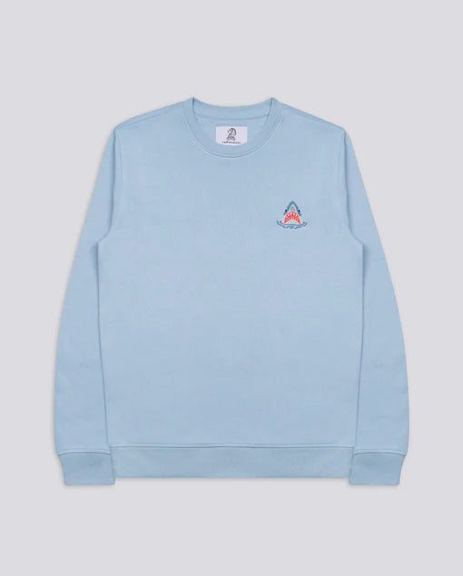 Varanacci Shark Embroidered Organic Sweatshirt - Sky Blue