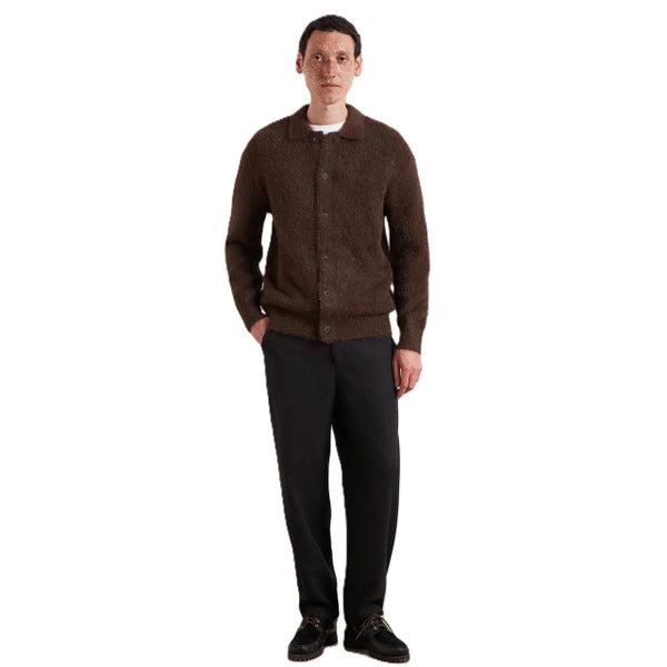 Farah Harman Hairy F Tab Cardigan - Dark Brown