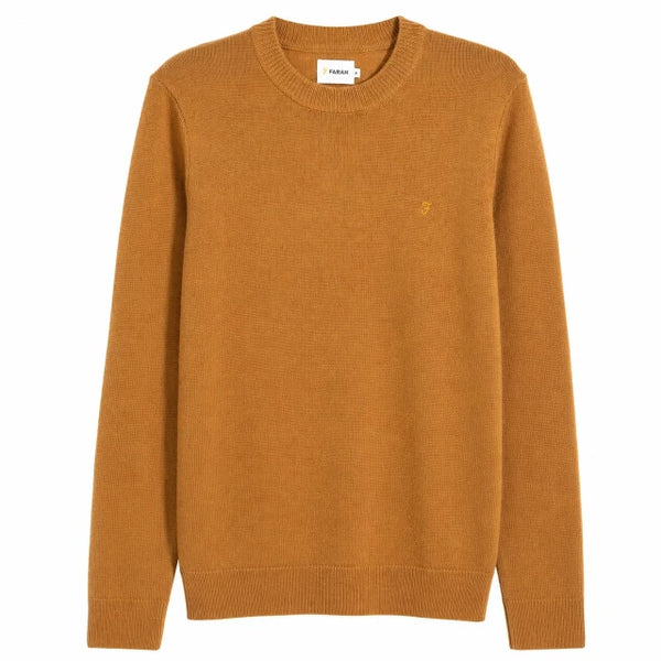 Farah Maidstone Lambswool Sweater - Rust Yellow