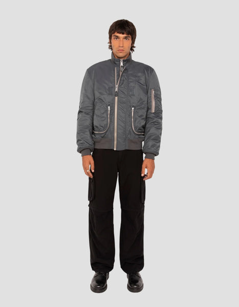 Schott  Aircamps Tactical Bomber Jacket With Double Zipper - Oversized - Pewter