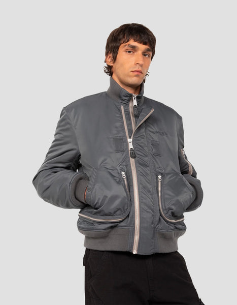 Schott  Aircamps Tactical Bomber Jacket With Double Zipper - Oversized - Pewter