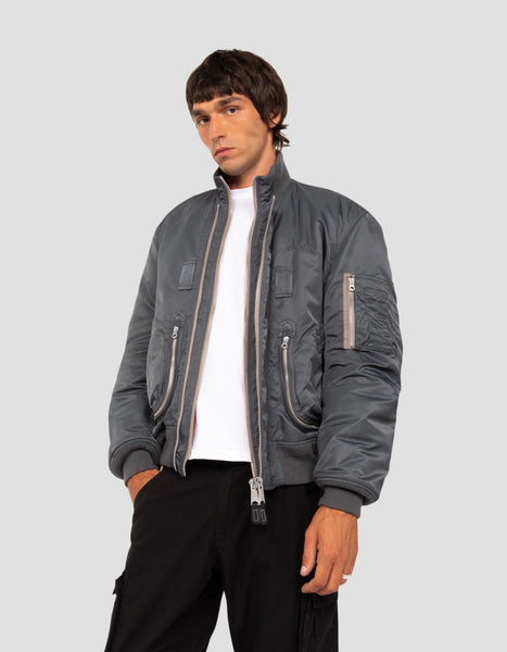 Schott  Aircamps Tactical Bomber Jacket With Double Zipper - Oversized - Pewter