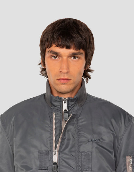 Schott  Aircamps Tactical Bomber Jacket With Double Zipper - Oversized - Pewter