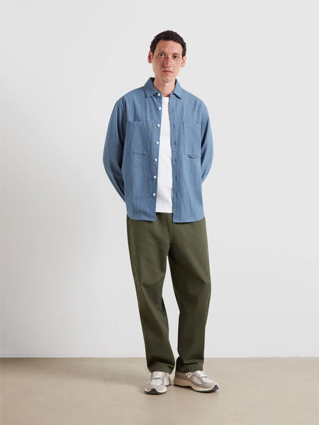 Farah Shane Textured Shirt - Mid Indigo