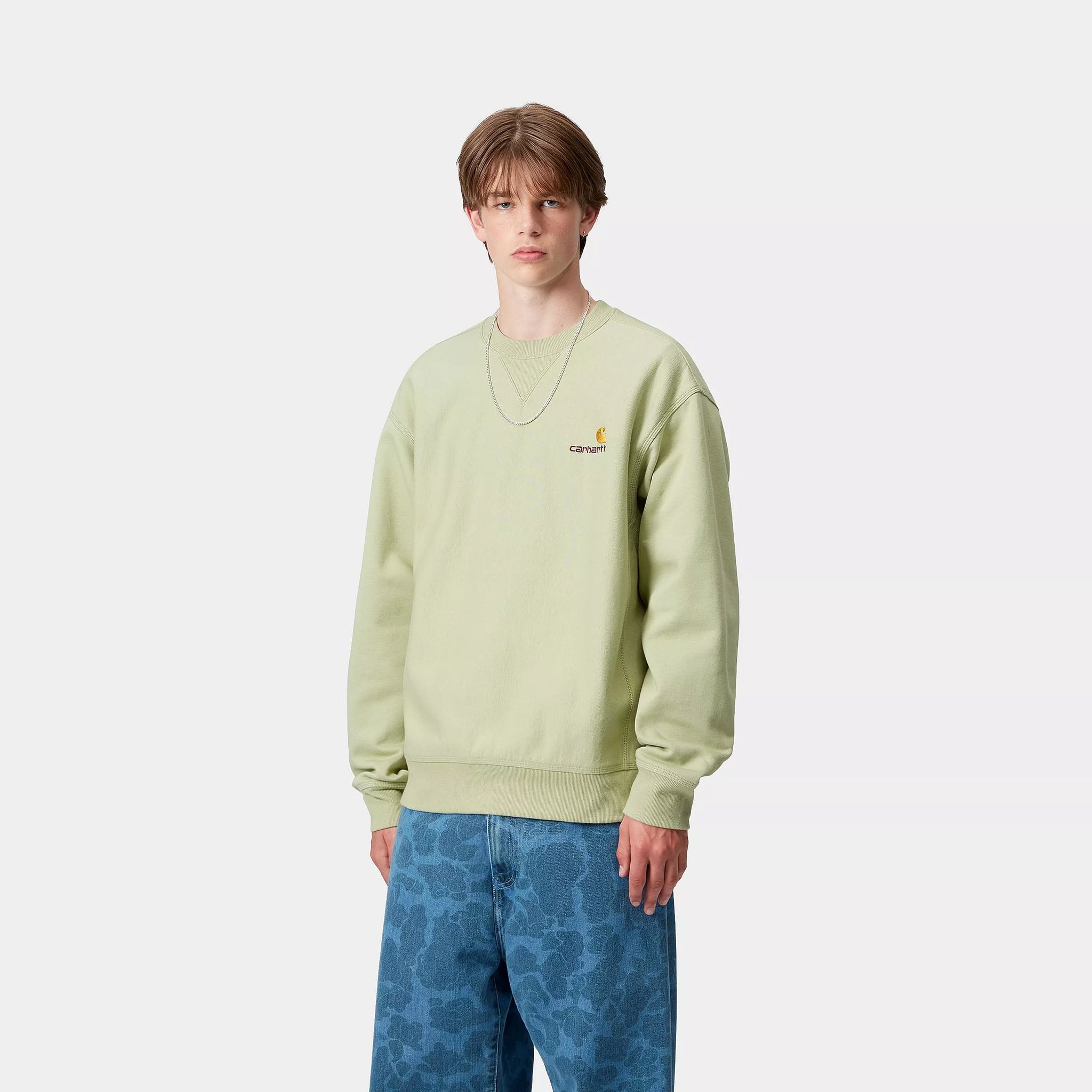 Carhartt American Script Sweat - Pale Olive