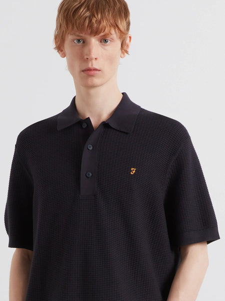 Farah Thornley Knitted Polo  - True Navy