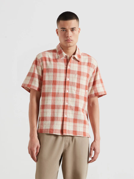 Farah Alden Check S/S Shirt - Dusty Red