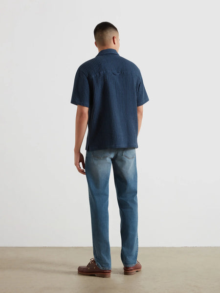 Farah Olsen Waffle S/S Shirt - Aegean Blue