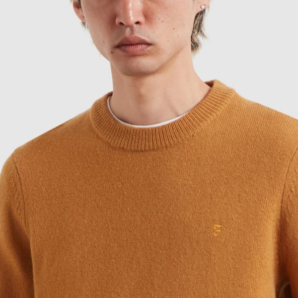 Farah Maidstone Lambswool Sweater - Rust Yellow