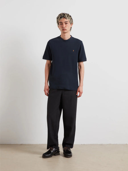 Farah Paine Waffle Tee - True Navy