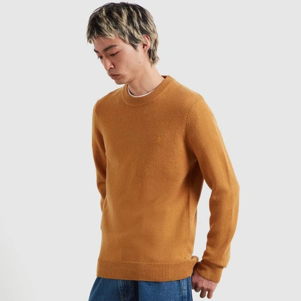 Farah Maidstone Lambswool Sweater - Rust Yellow