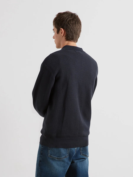 Farah L/S Gateacre Knitted Polo Shirt - True Navy
