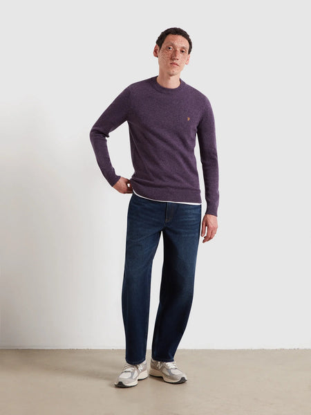 Farah Maidstone Lambswool Sweater - Deep Purple Marl