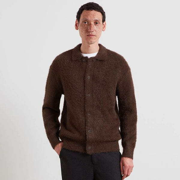 Farah Harman Hairy F Tab Cardigan - Dark Brown