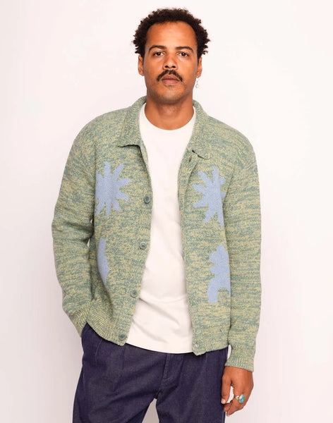 Olow Kalama Heathered  Cardigan - Emerald Green