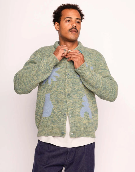 Olow Kalama Heathered  Cardigan - Emerald Green