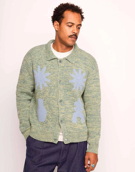 Olow Kalama Heathered  Cardigan - Emerald Green