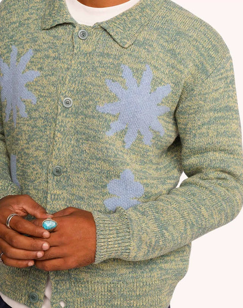 Olow Kalama Heathered  Cardigan - Emerald Green