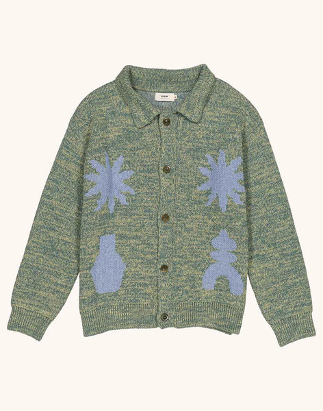 Olow Kalama Heathered  Cardigan - Emerald Green