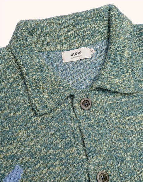 Olow Kalama Heathered  Cardigan - Emerald Green