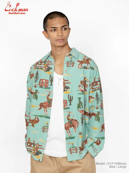 Cookman L/S Western Work Shirt - Light Blue