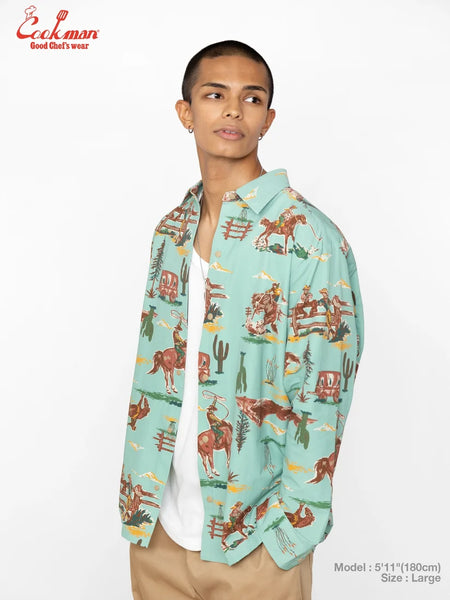Cookman L/S Western Work Shirt - Light Blue