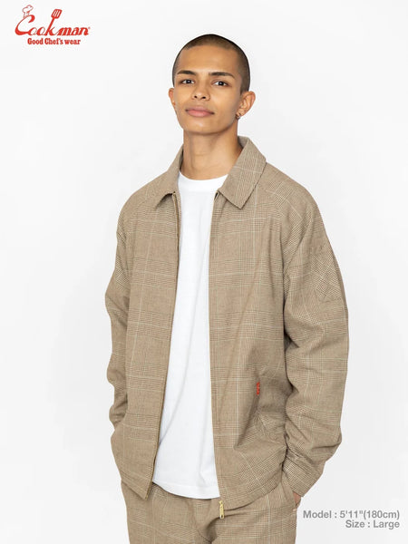 Cookman Lined Delivery Jacket - Glen Check Brown