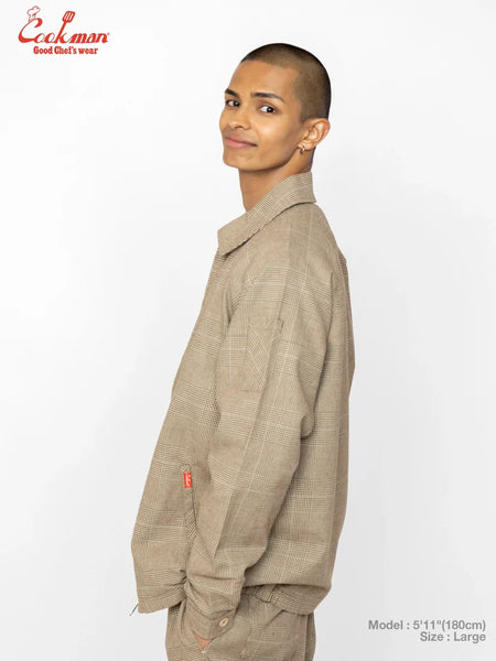 Cookman Lined Delivery Jacket - Glen Check Brown