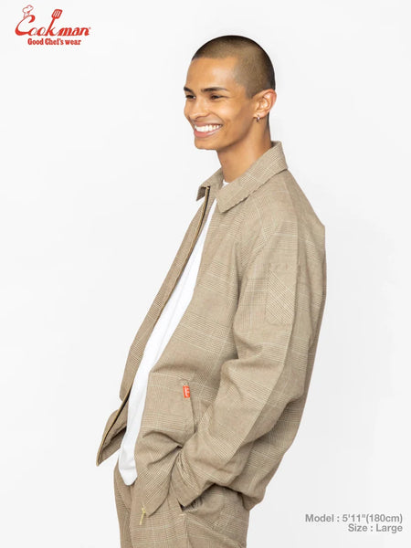 Cookman Lined Delivery Jacket - Glen Check Brown