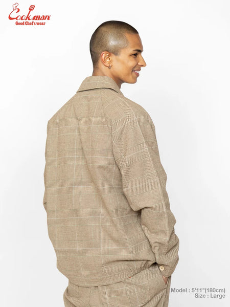 Cookman Lined Delivery Jacket - Glen Check Brown