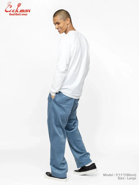 Cookman Semi Wide Corduroy Chefs Pants - Blue/Grey