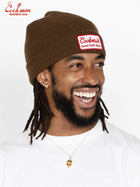 Cookman Embroidered Patch Beanie - Dark Brown