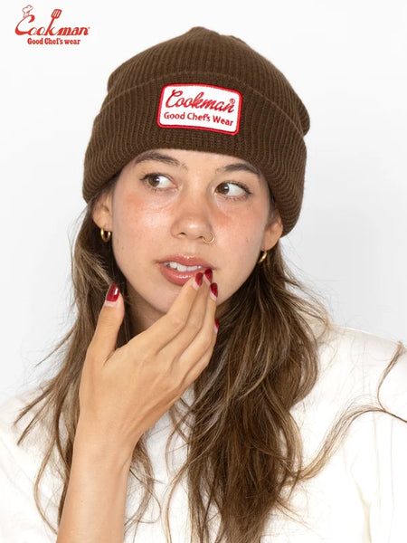 Cookman Embroidered Patch Beanie - Dark Brown