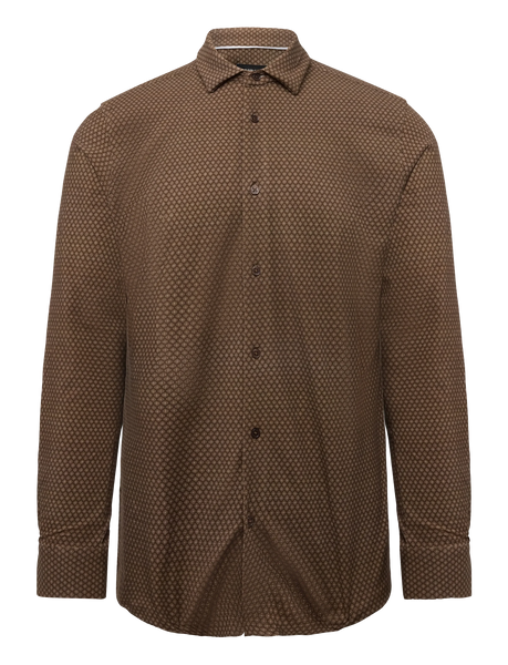 Clean Cut Copenhagen Emil AOP L/S Shirt - Dark Brown/Ecru
