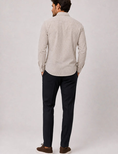 Clean Cut Copenhagen Emil AOP L/S Shirt - Ecru/Brindle Beige
