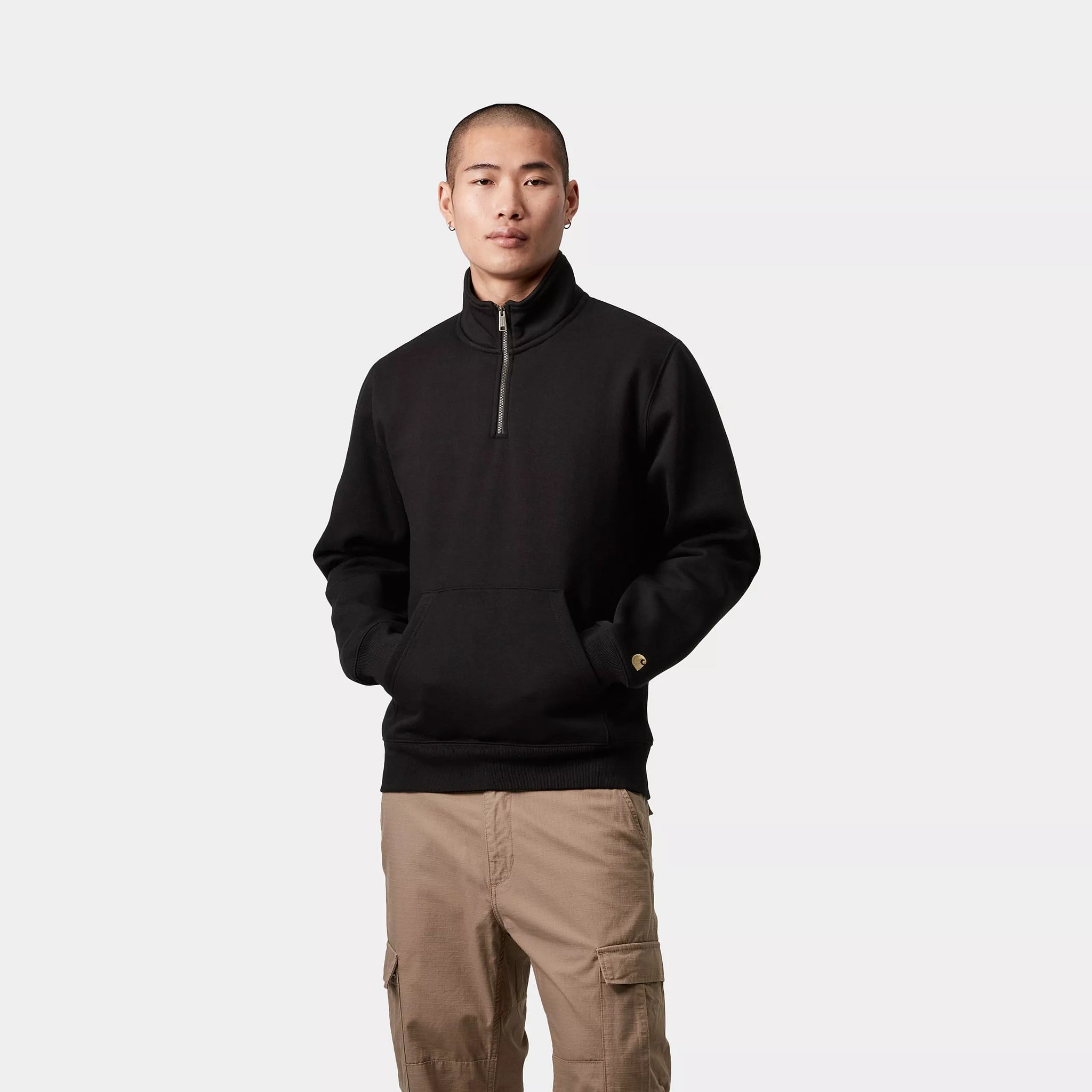 Carhartt Chase Neck Zip Sweat - Black/Gold